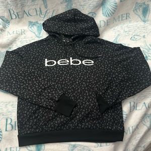Bebe Sport Hoodie_ Black,Grey, Silver Leopard/Cheetah Print Size Small